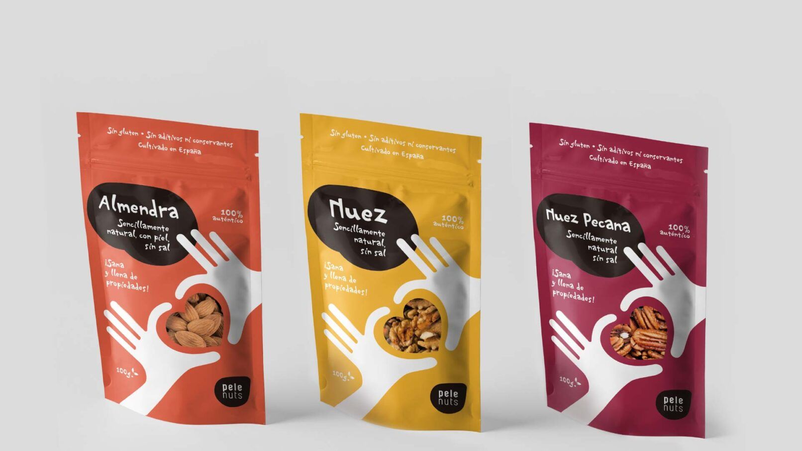 Packaging almendra, nuez y nuez pecana Pelenuts