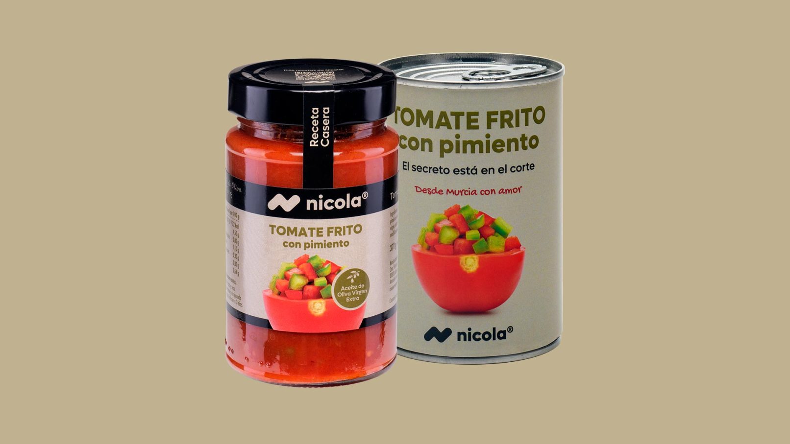 Diseño de packaging tomate frito con pimiento