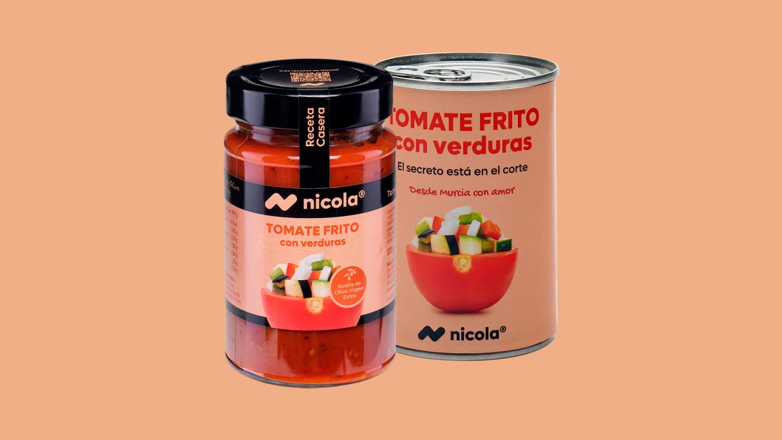 Diseño de packaging tomate frito con verduras